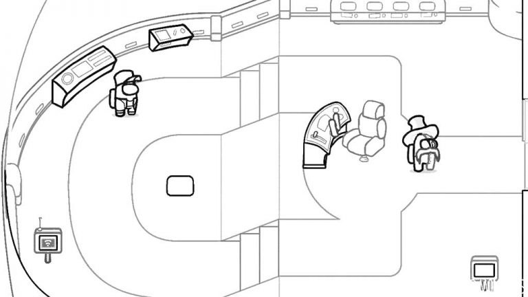 Among Us maps coloring page – Having fun with children