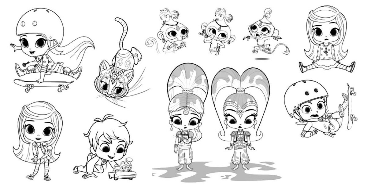 Shimmer Shine coloring pages 4 – Having fun with children