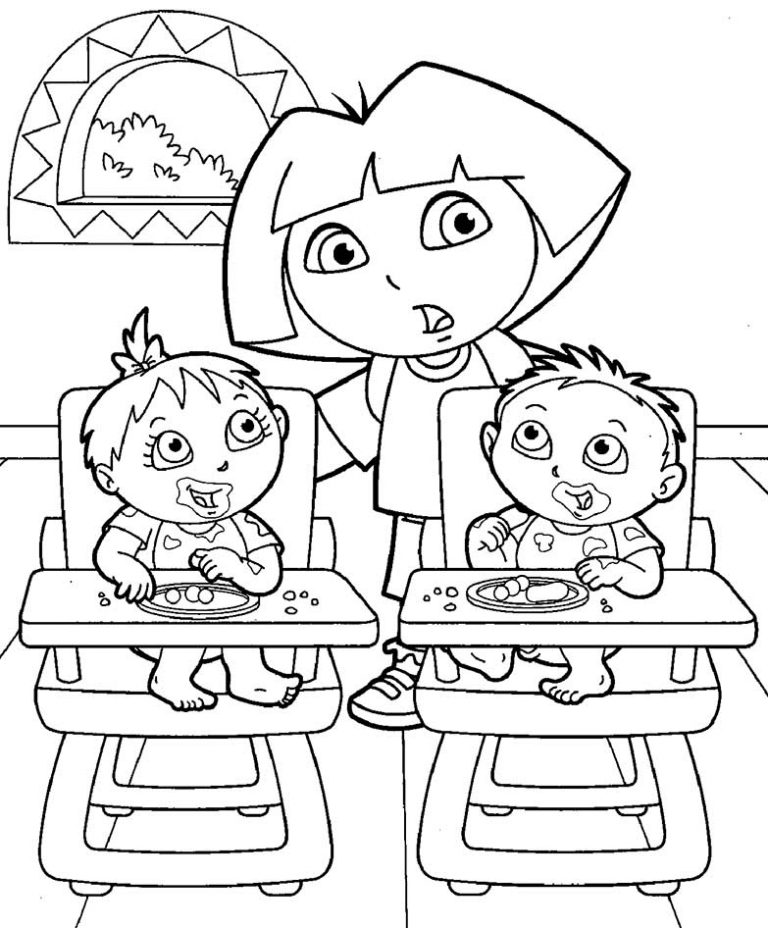 dora coloring page 15 – Having fun with children