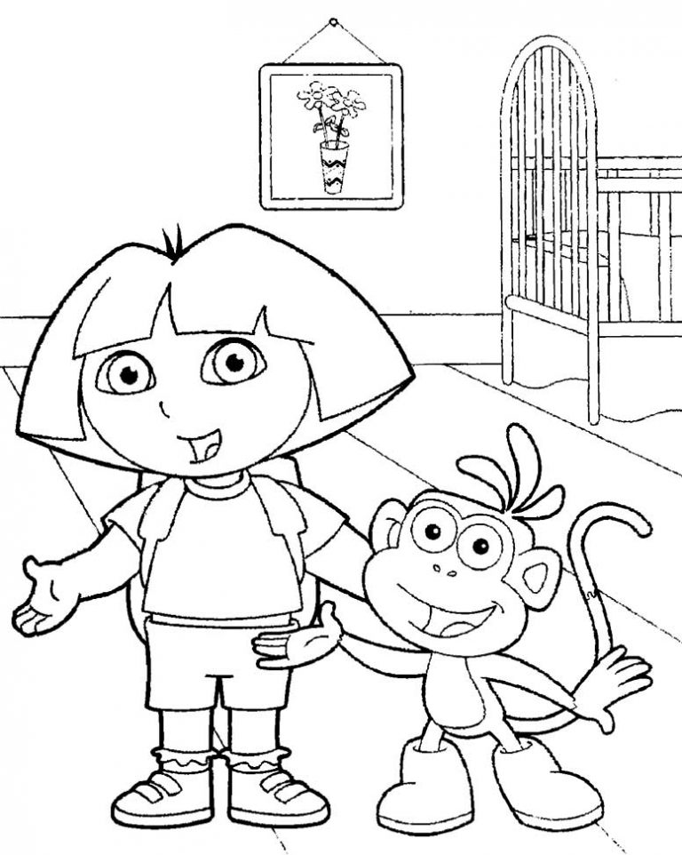 dora coloring page 4 – Having fun with children