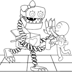 Desenho de Boxy Boo para colorir 8 – Se divertindo com crianças