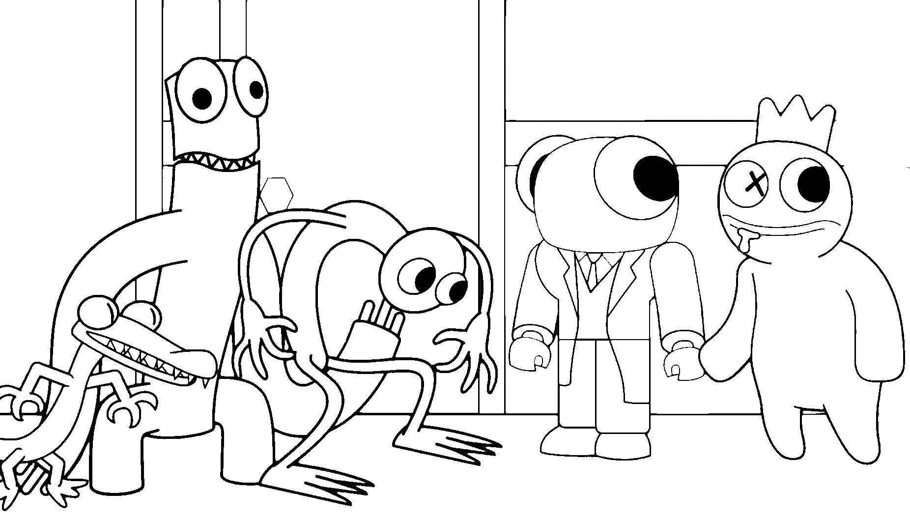 Doors coloring pages – Rainbow Friends 22 – Having fun with children