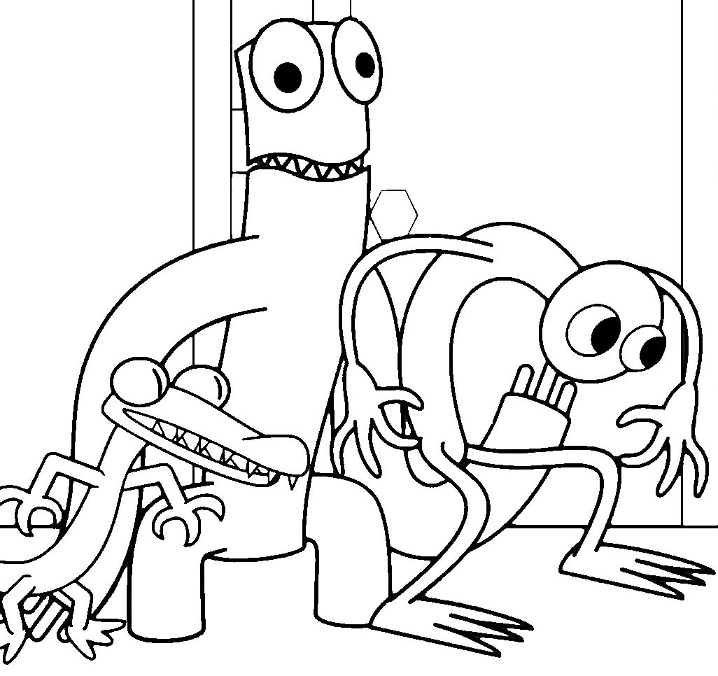 Doors coloring pages – Rainbow Friends 20 – Having fun with children