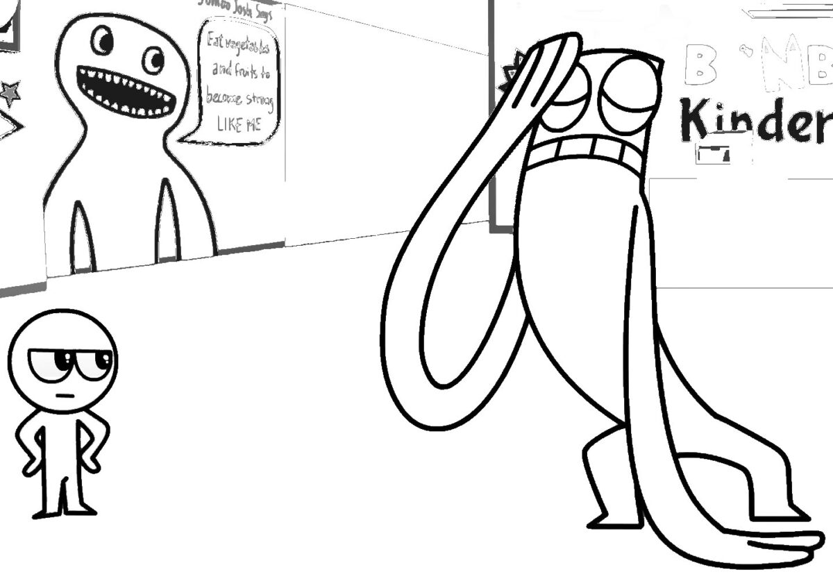 coloring pages Rainbow Friends v Garten of Banban Having fun with