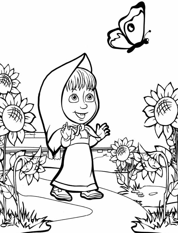 coloring book for children Masha and the Bear 16 – Having fun with children