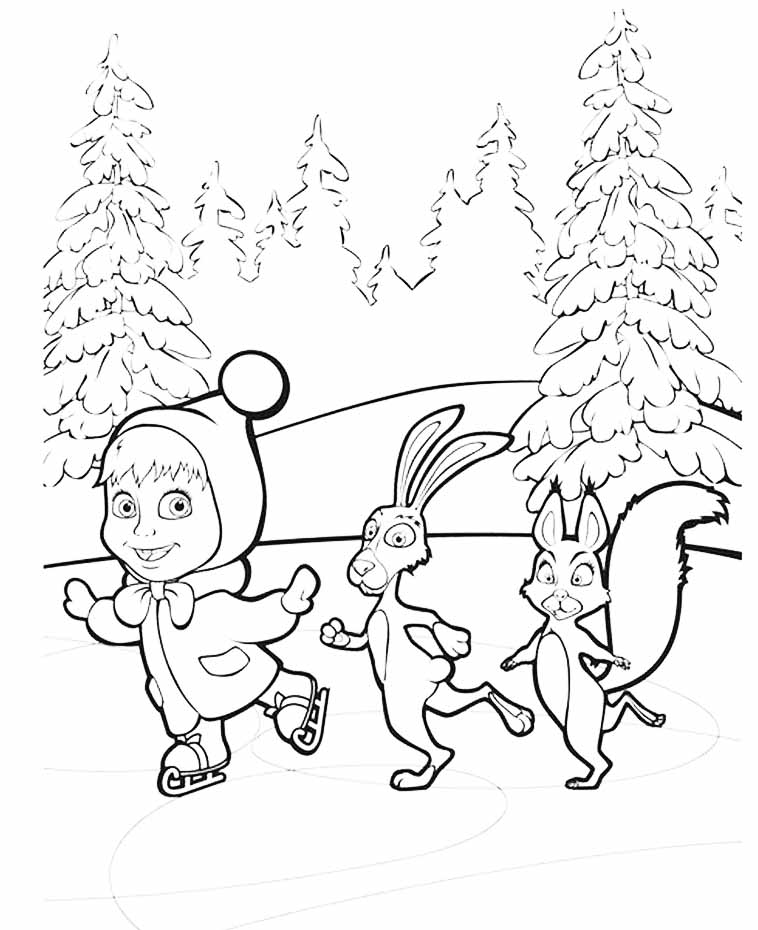 coloring book for children Masha and the Bear 5 – Having fun with children