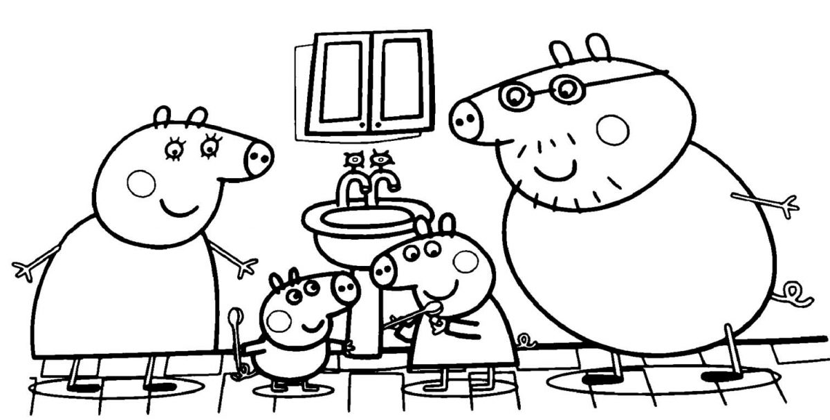 kolorowanki Peppa George Brush Their Teeth – Having fun with children