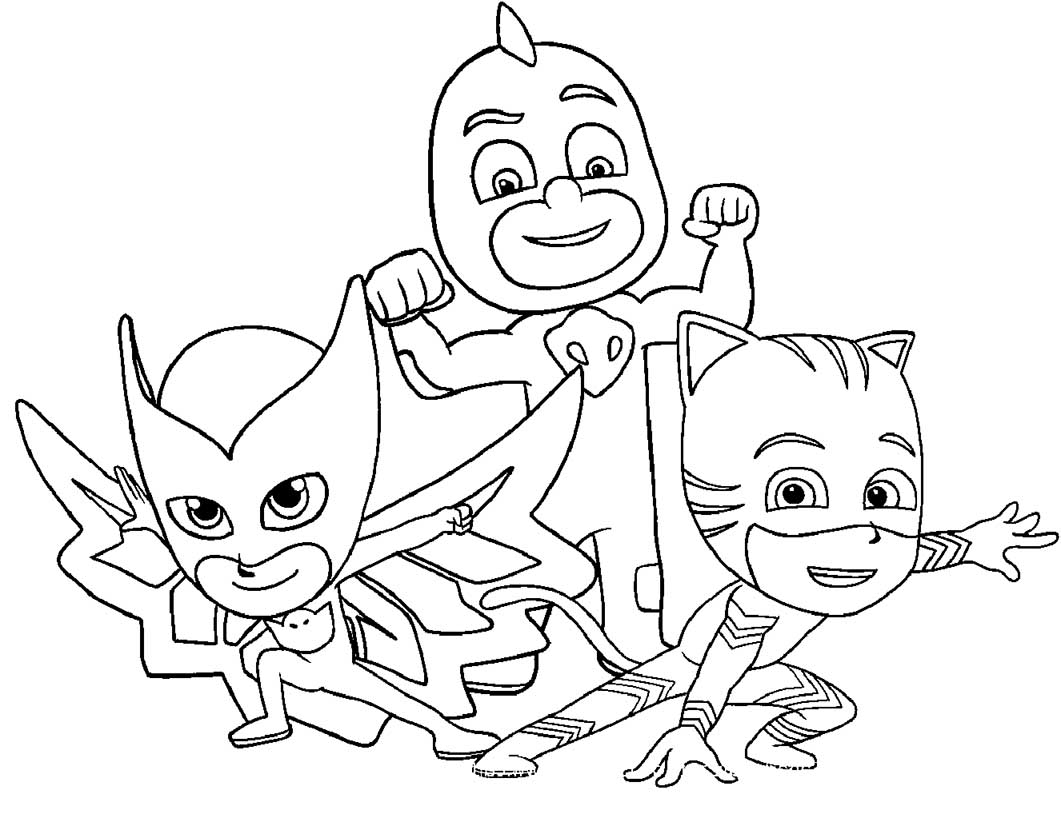 PJ Masks coloring page – My pajamas 5 – Having fun with children