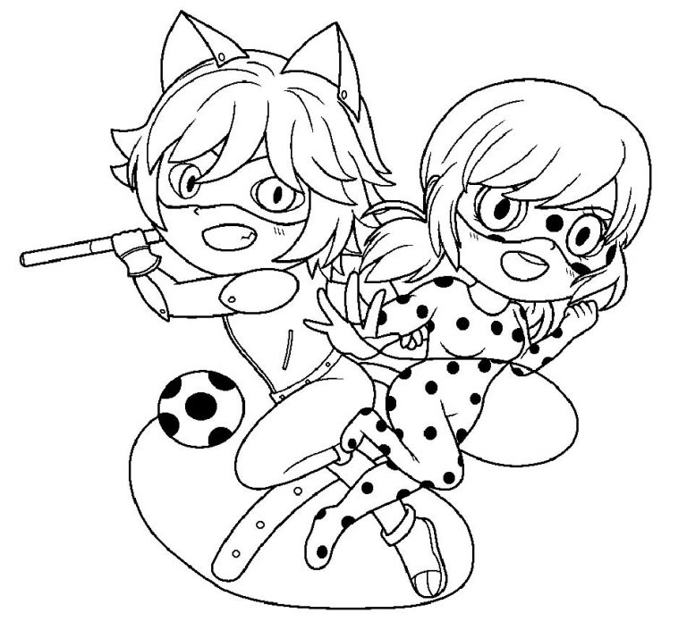 Ladybug and Cat Noir Miraculous coloring pages – Having fun with children